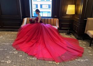 red tulle dress